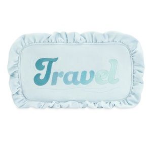 Stoney Clover Lane “Travel” Embroidered Blue Velvet Small Pouch
